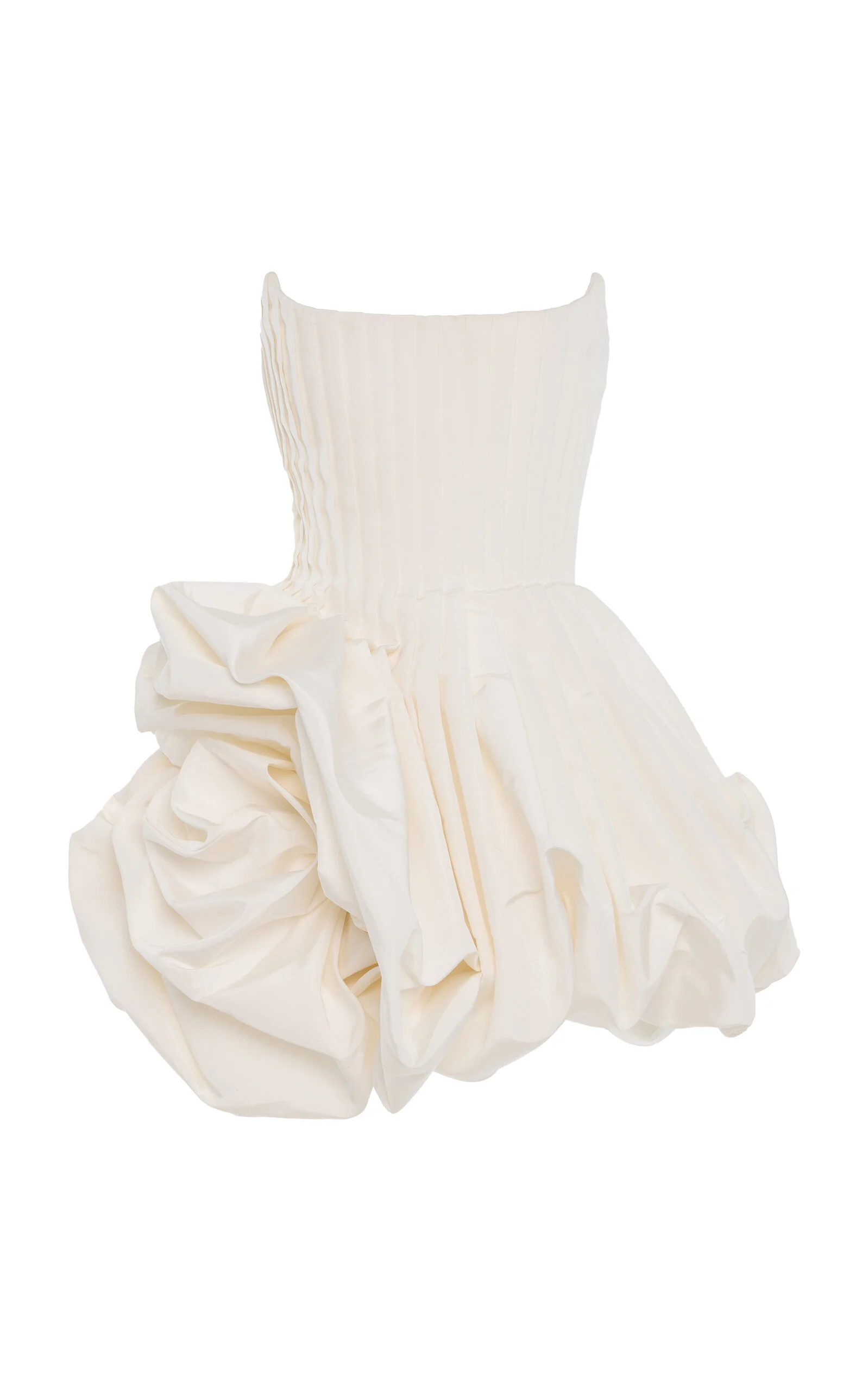Pleated Silk-Faille Dress white - 1