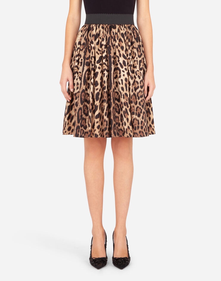 Leopard-print poplin circle skirt - 1