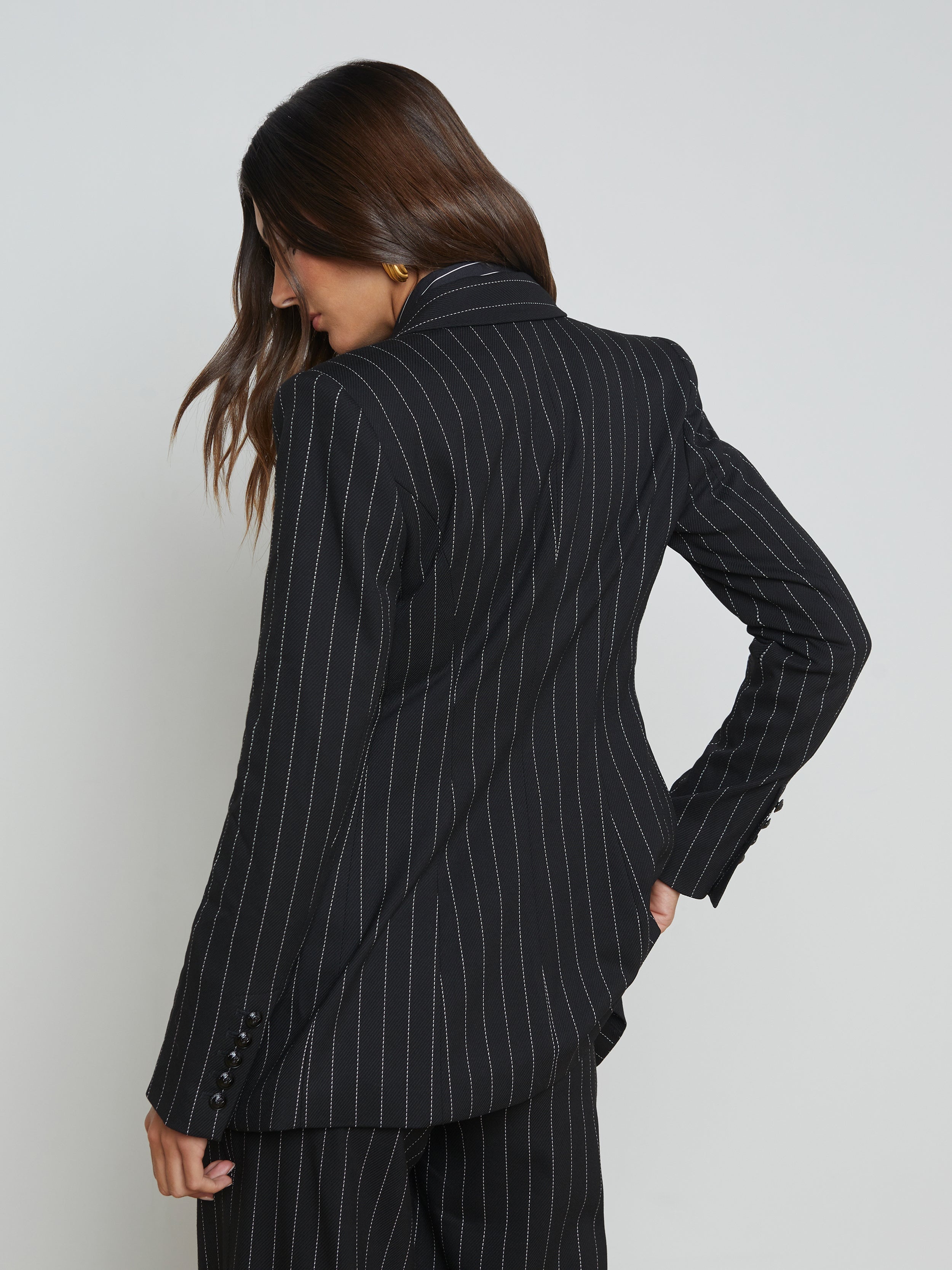 Kendi Pinstriped Long Blazer - 6