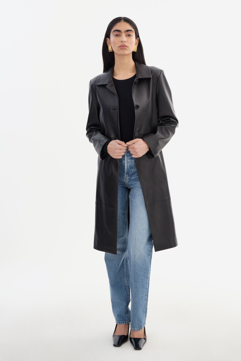 BELEN | Longline Leather Coat 3