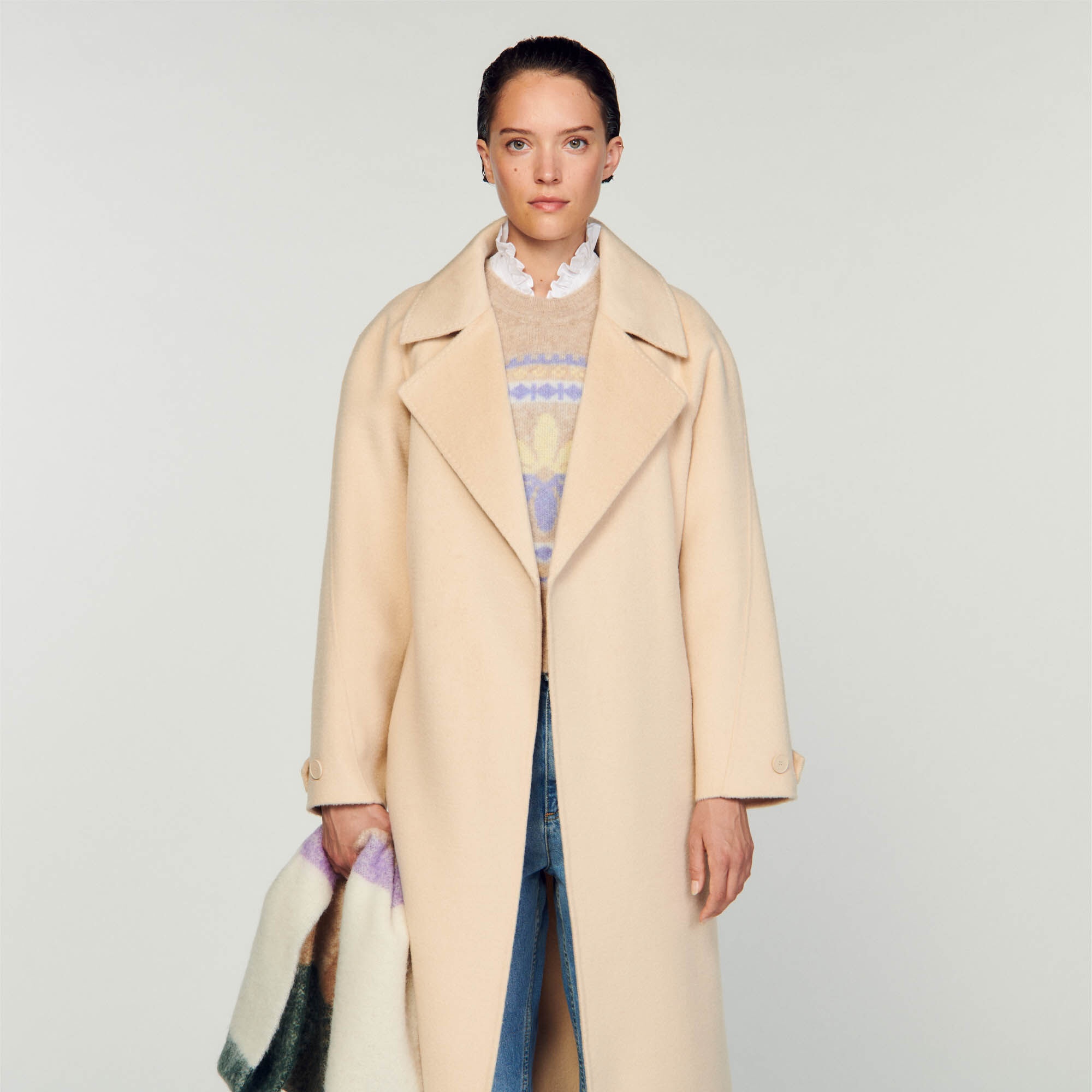 DOUBLE-BREASTED WOOL TRENCH COAT - 5