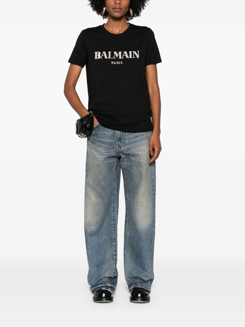 Balmain crystal-logo cotton T-shirt outlook