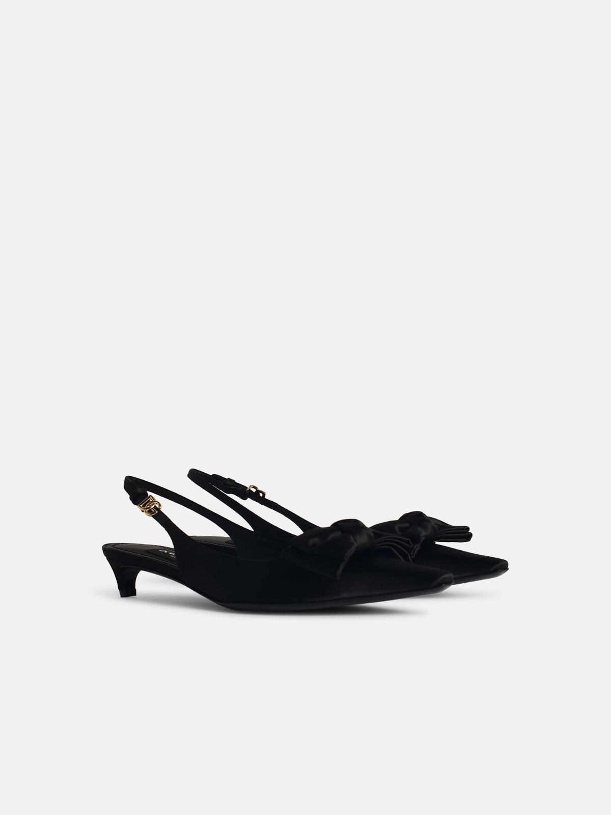 BLACK SILK BLEND SLINGBACKS - 2