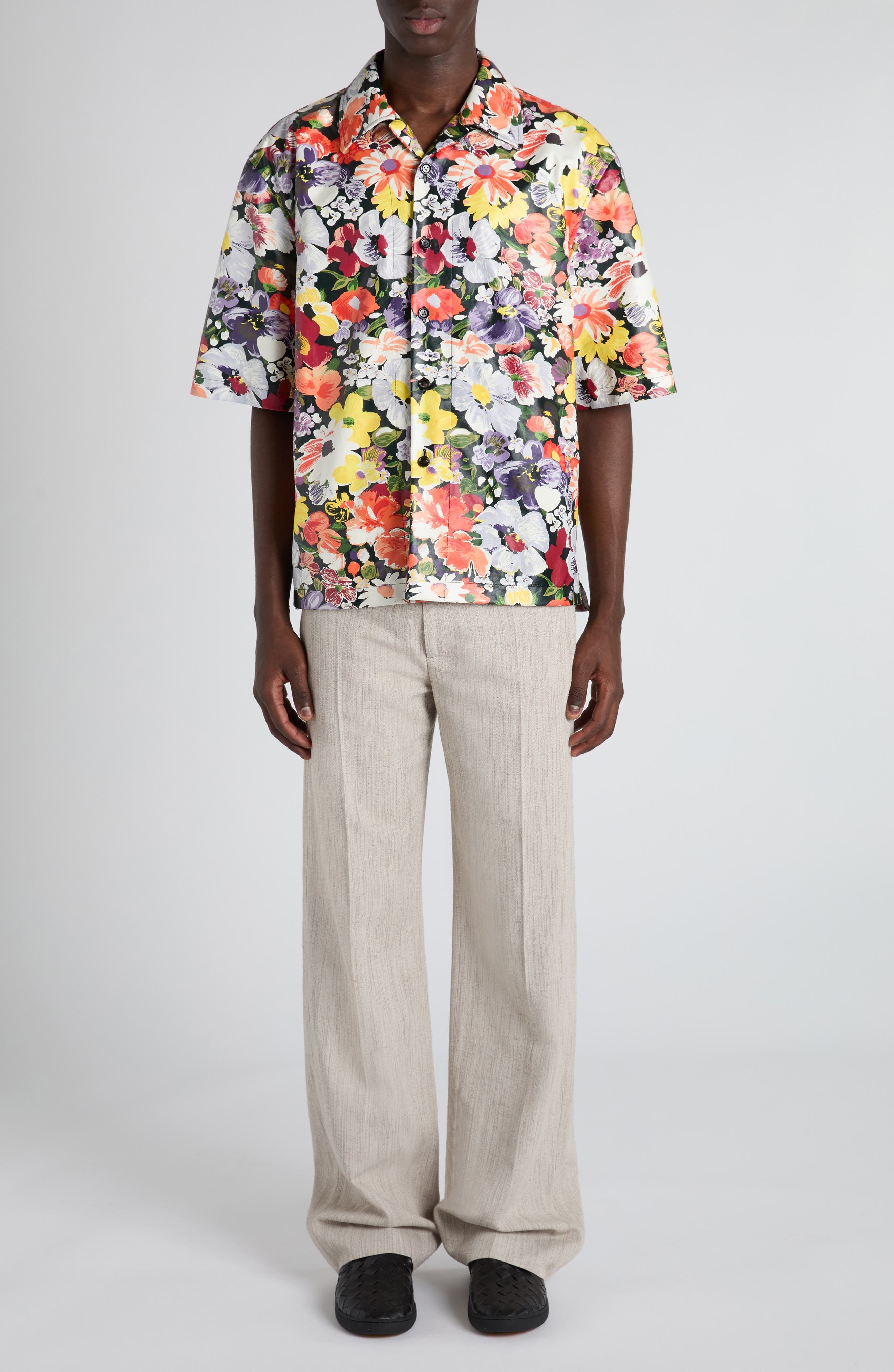 Bottega Veneta Textured Viscose Trousers in 2674 Grey Putty at Nordstrom - 2
