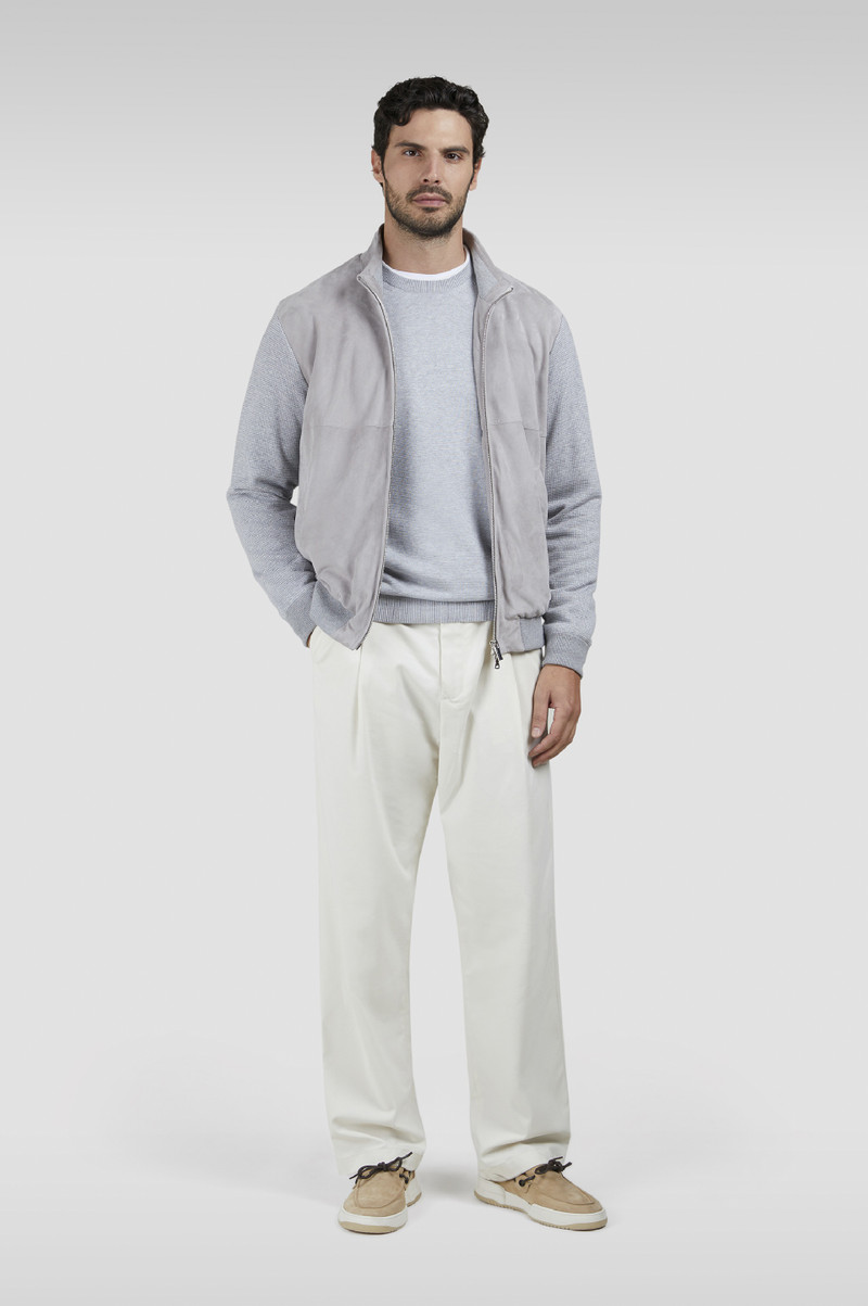 Paul & Shark HYBRID SWEATER IN AQUALEATHER SUEDE, COTTON, AND CASHMERE outlook