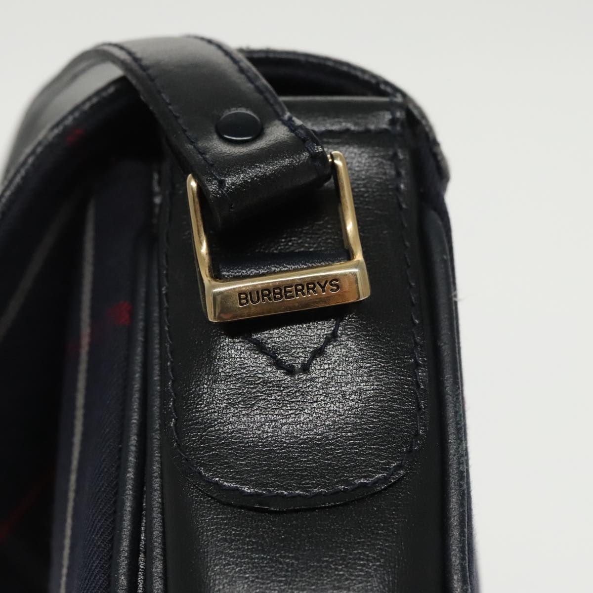 Burberry Nova Check Shoulder Bag Leather Navy Gold - 10
