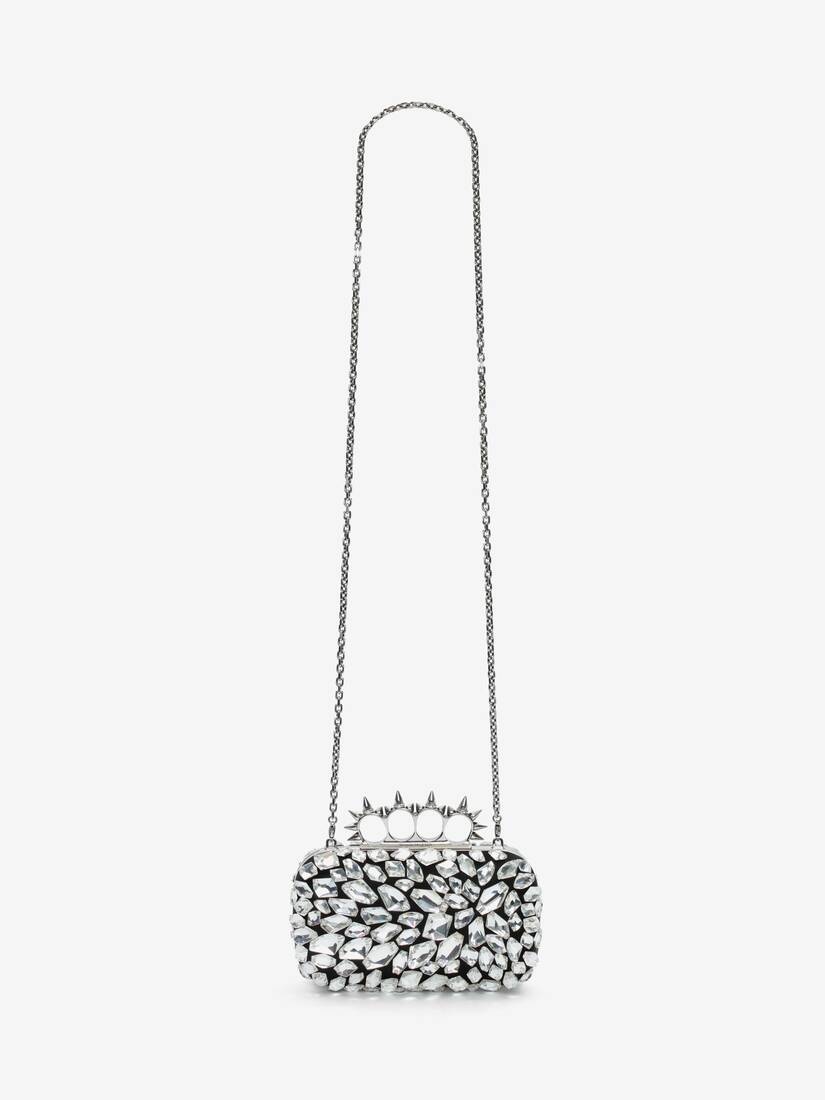 Women's Skull Four Ring Clutch in Black - 5