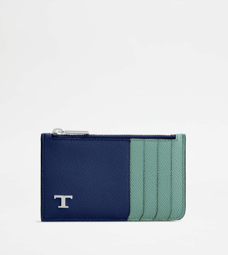 CARD HOLDER IN LEATHER - BLUE, TURQUOISE 1