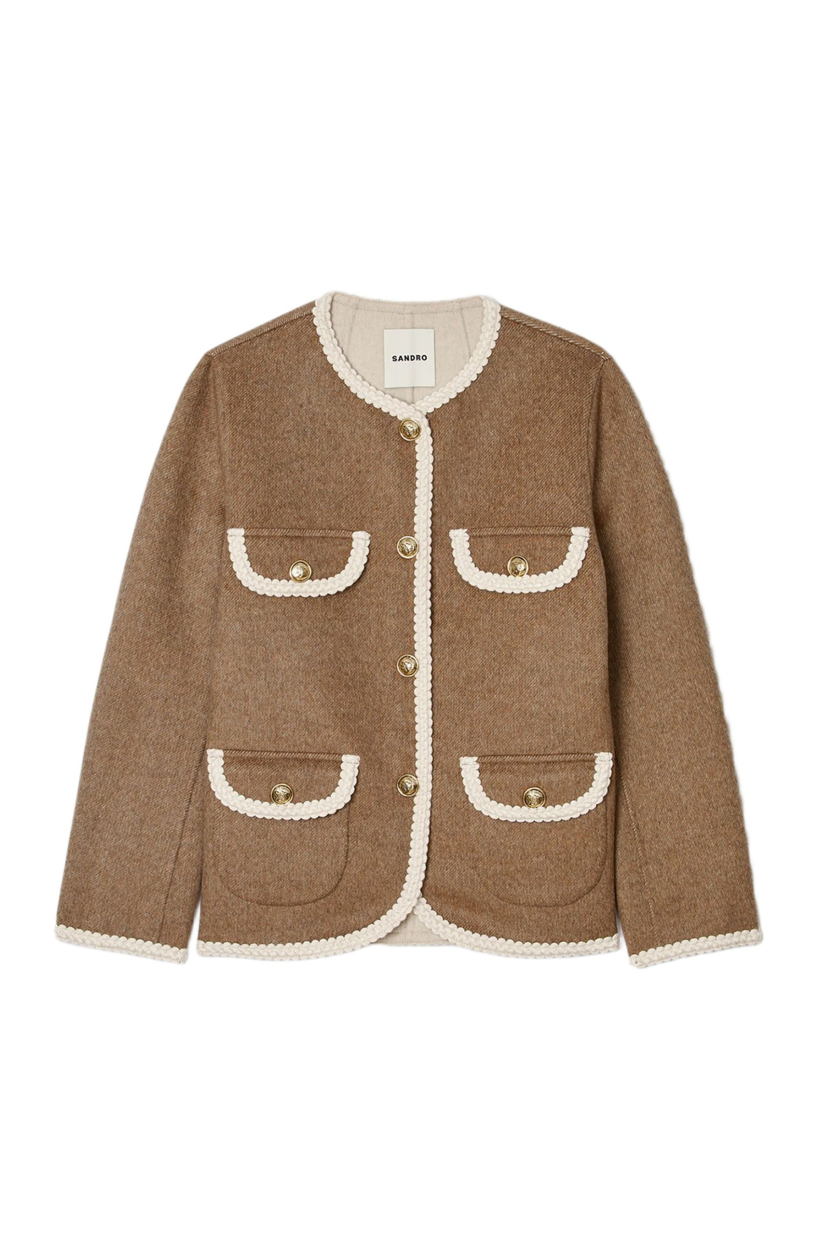 SANDRO Double-faced jacket in Dark Blond at Nordstrom - 5