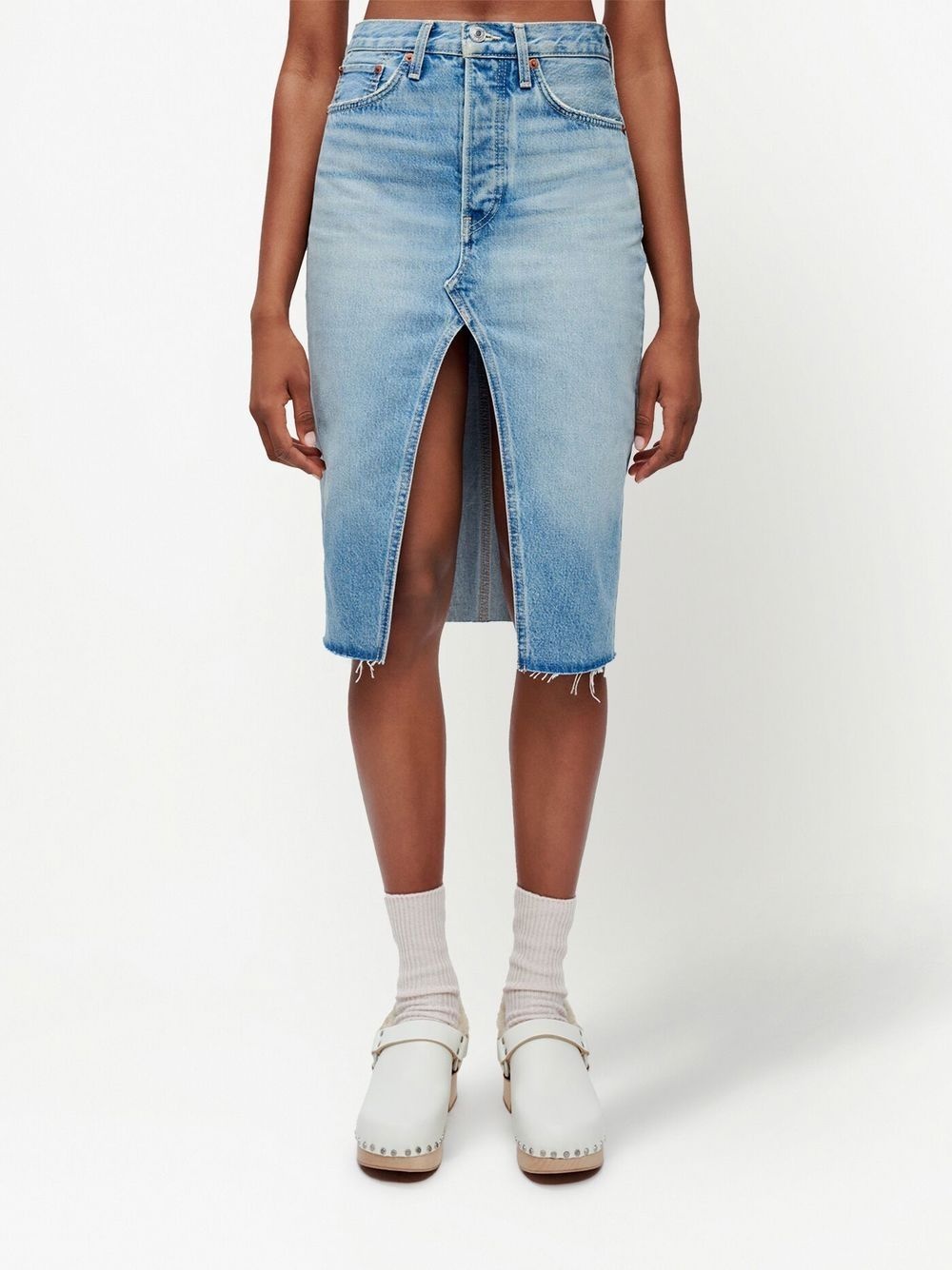 organic cotton midi denim skirt - 3