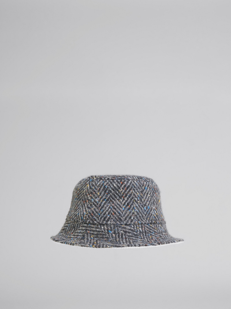 GREY CHEVRON WOOL BUCKET HAT 3