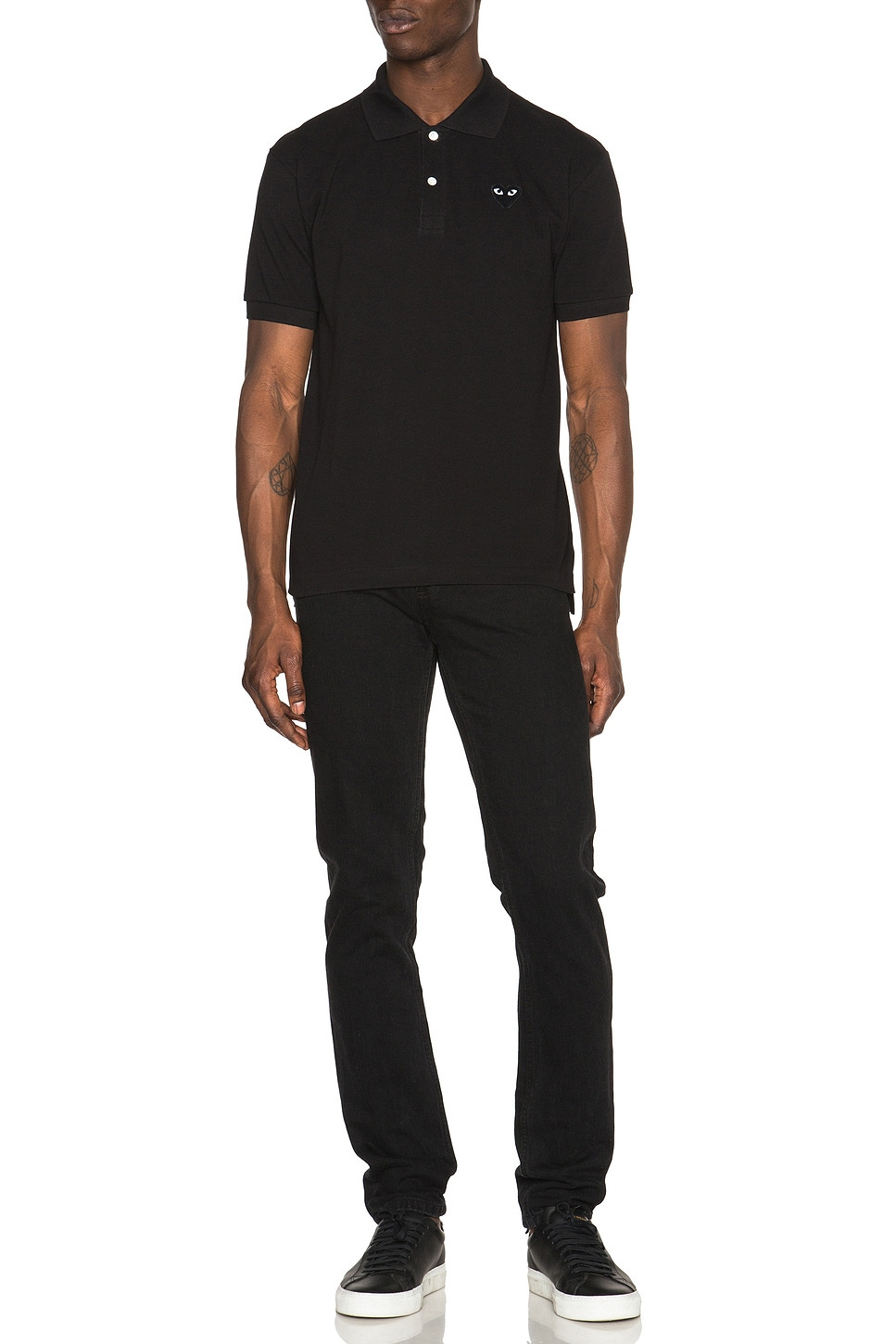 Cotton Polo with Black Emblem - 5