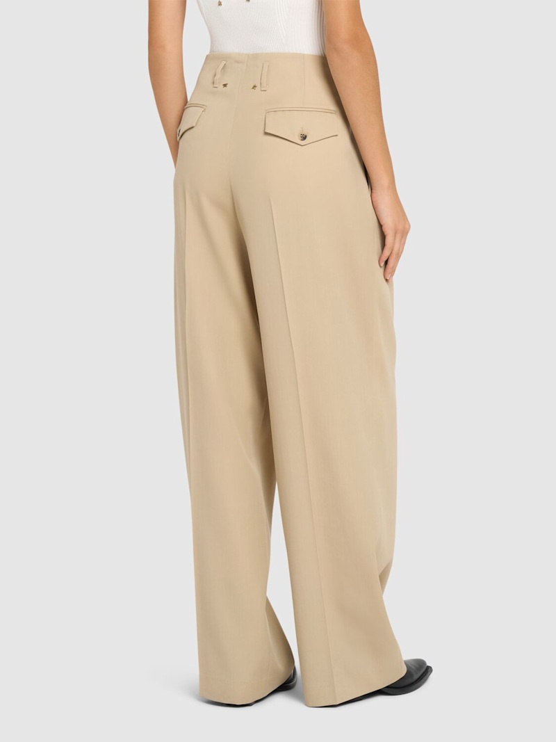 Golden wool wide leg pants - 3