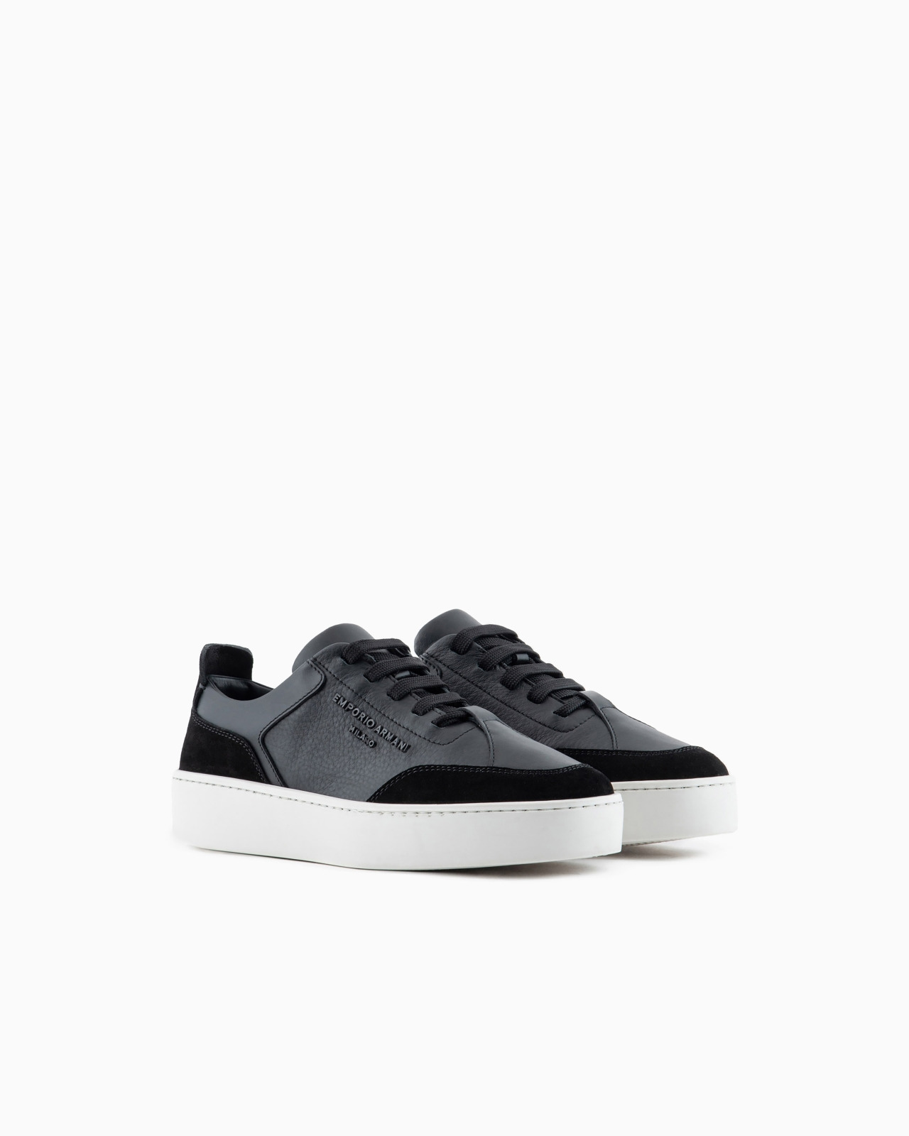Leather sneakers with suede details and embossed logo - 2