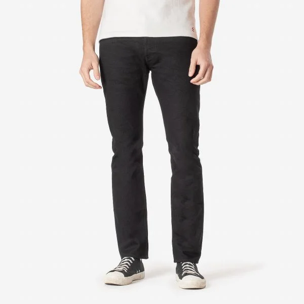 IRON HEART IH-555S-142BB 14OZ SELVEDGE DENIM SUPER SLIM CUT JEANS - BLACK/BLACK - 1