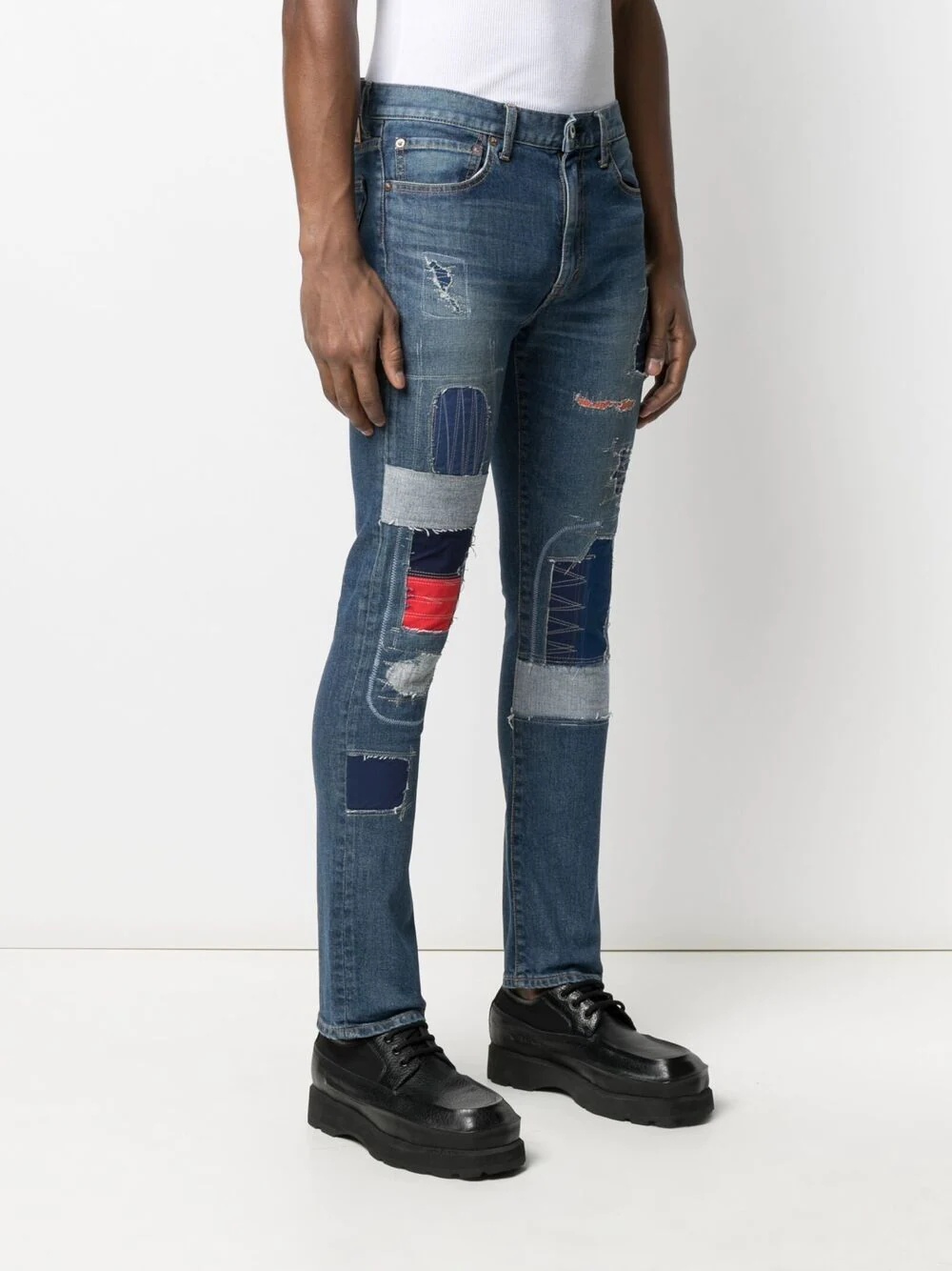 patchwork skinny jeans - 6