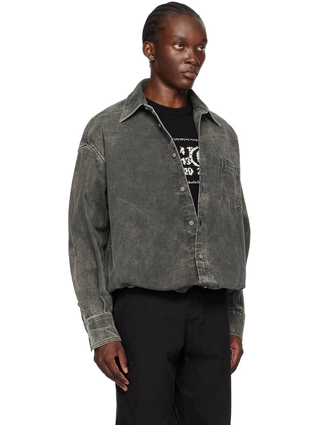 Gray Pittsburgh Crease Denim Shirt - 2