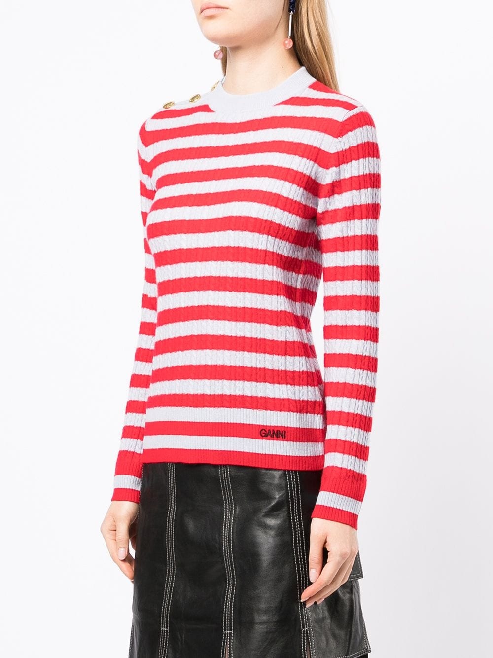 striped cable knit jumper - 3