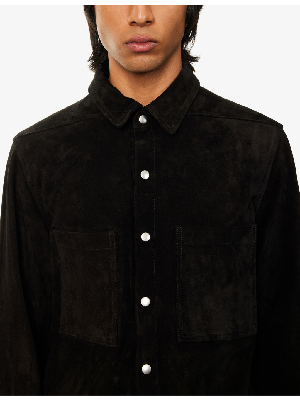 Relaxed-Fit Curved-Hem Suede Shirt - 5