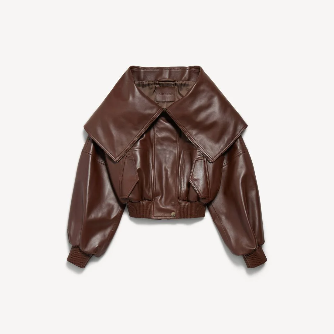 Women's Wrap Collar Blouson in Dark Brown - 1