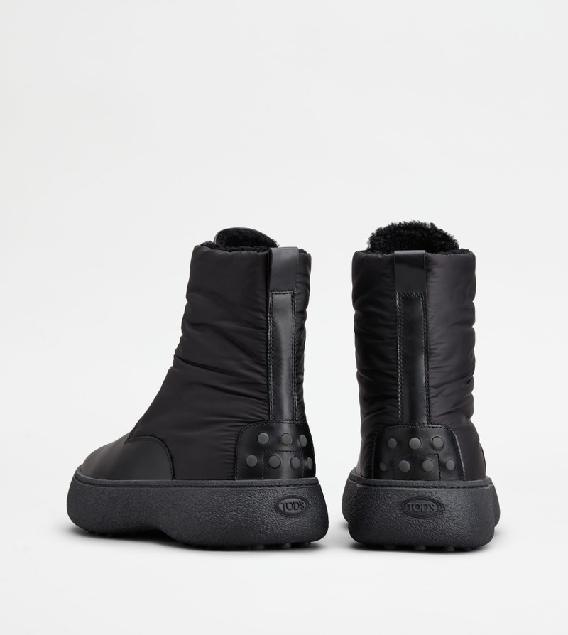 Tod's TOD'S W. G. LACE-UP ANKLE BOOTS IN LEATHER AND FABRIC - BLACK outlook