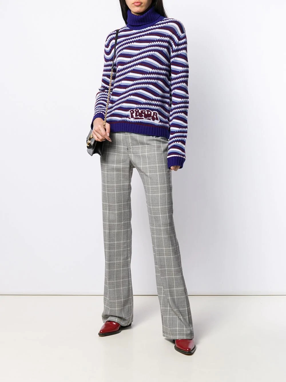 flared check trousers - 2