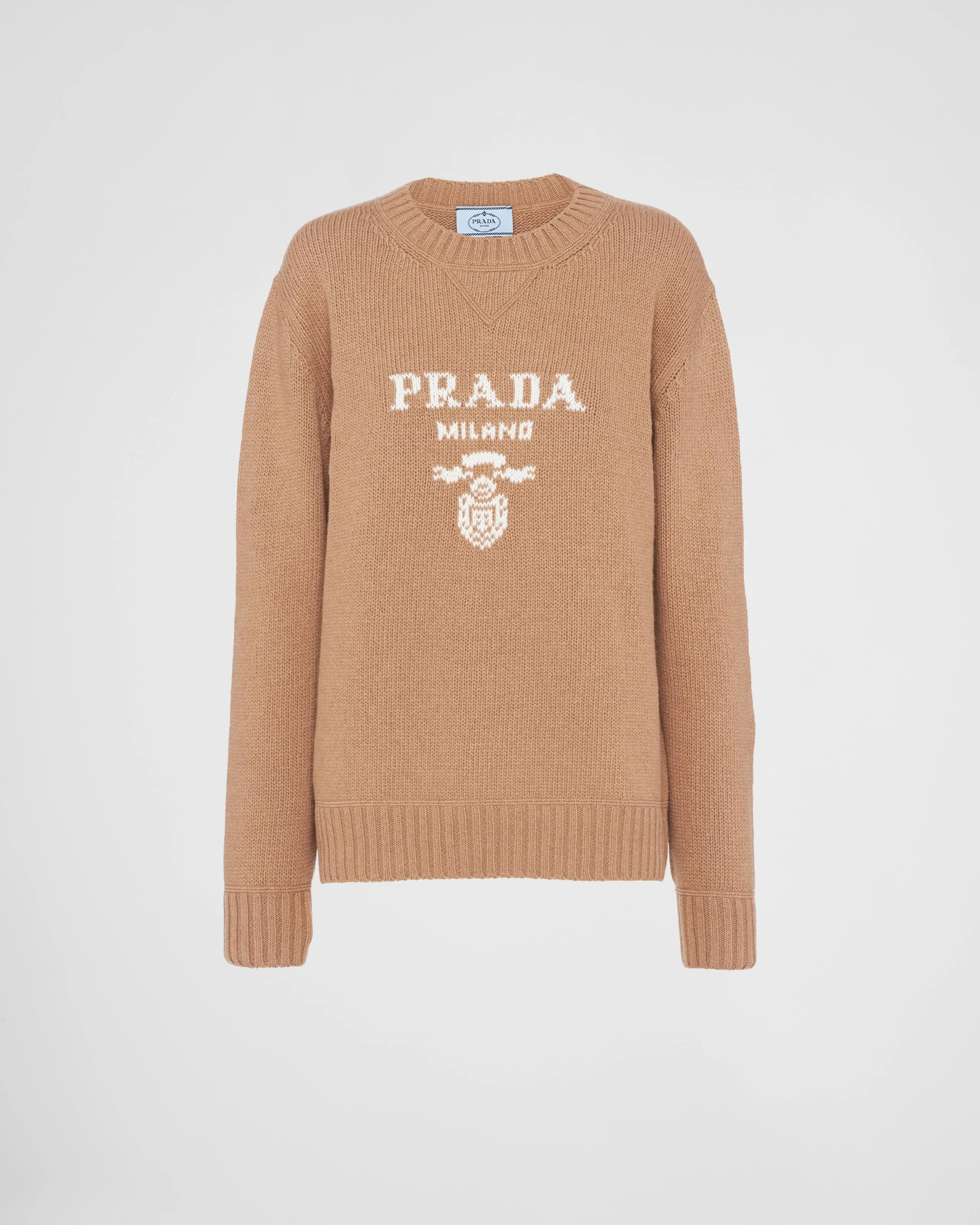 Cashmere and wool Prada logo crew-neck sweater - 1