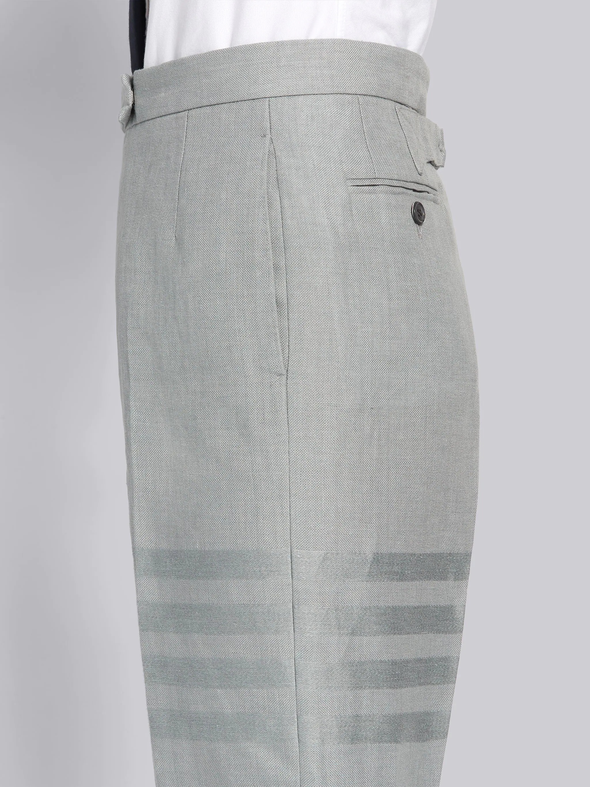 Light Grey Crispy Linen Classic Tonal 4-Bar Trouser - 5