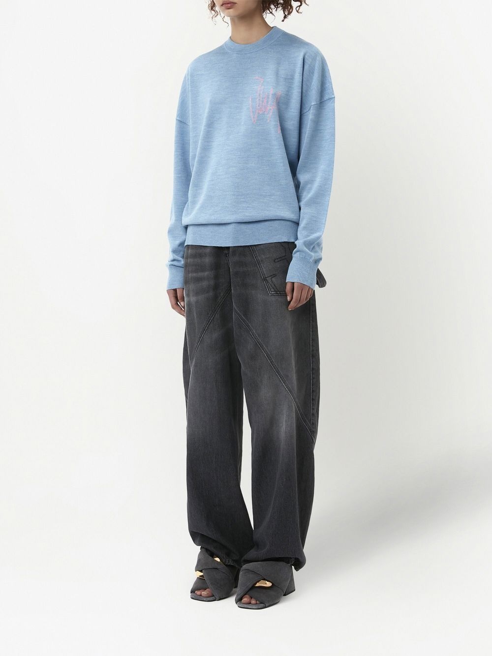 logo-print crew neck sweatshirt - 2