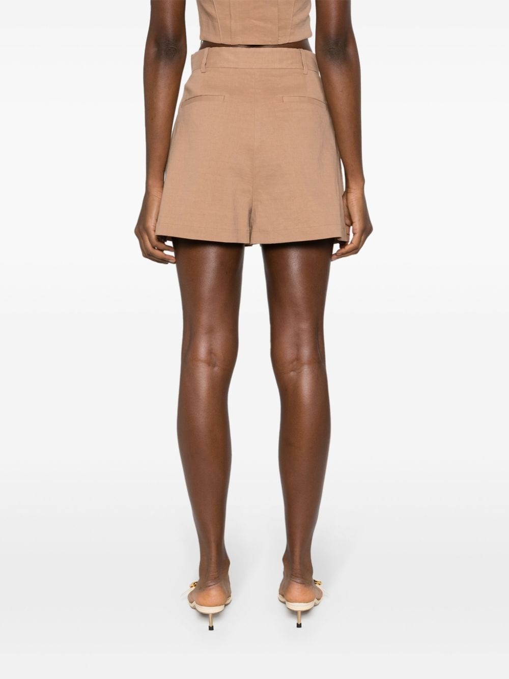 tailored linen-blend shorts - 4