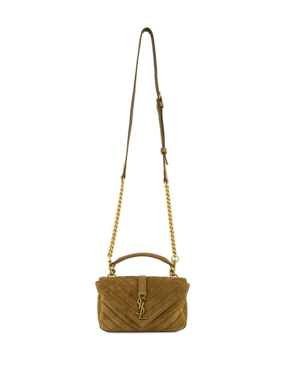 College chevron-quilted suede shoulder bag - 5