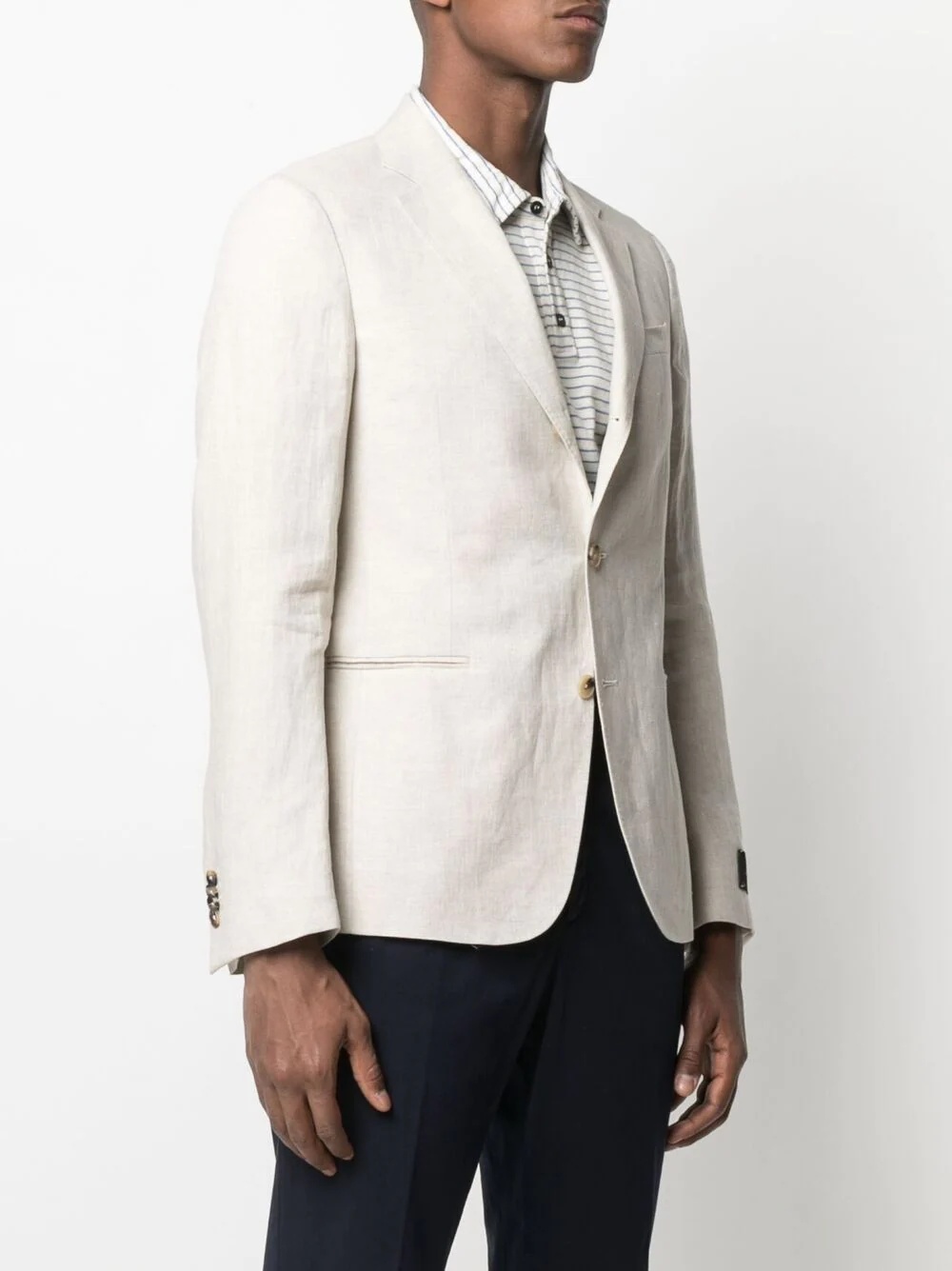 single-breasted linen blazer - 3