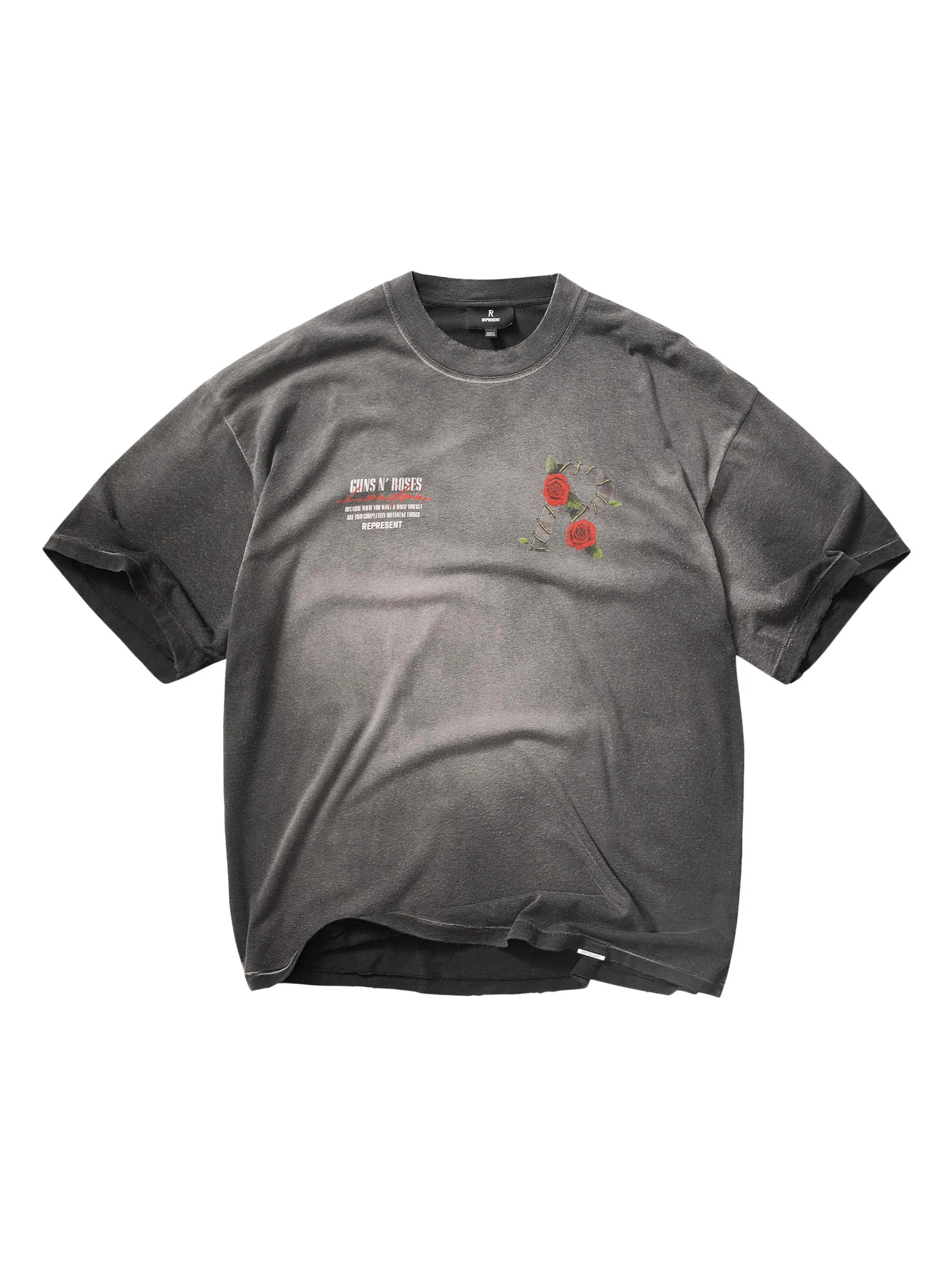 Men's Guns N' Roses Tour Crewneck T-Shirt - Stained Black - 1