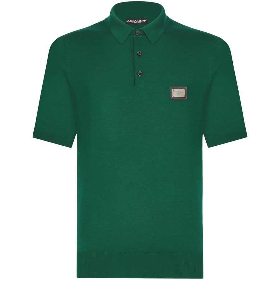 Wool polo-shirt with branded tag - 1