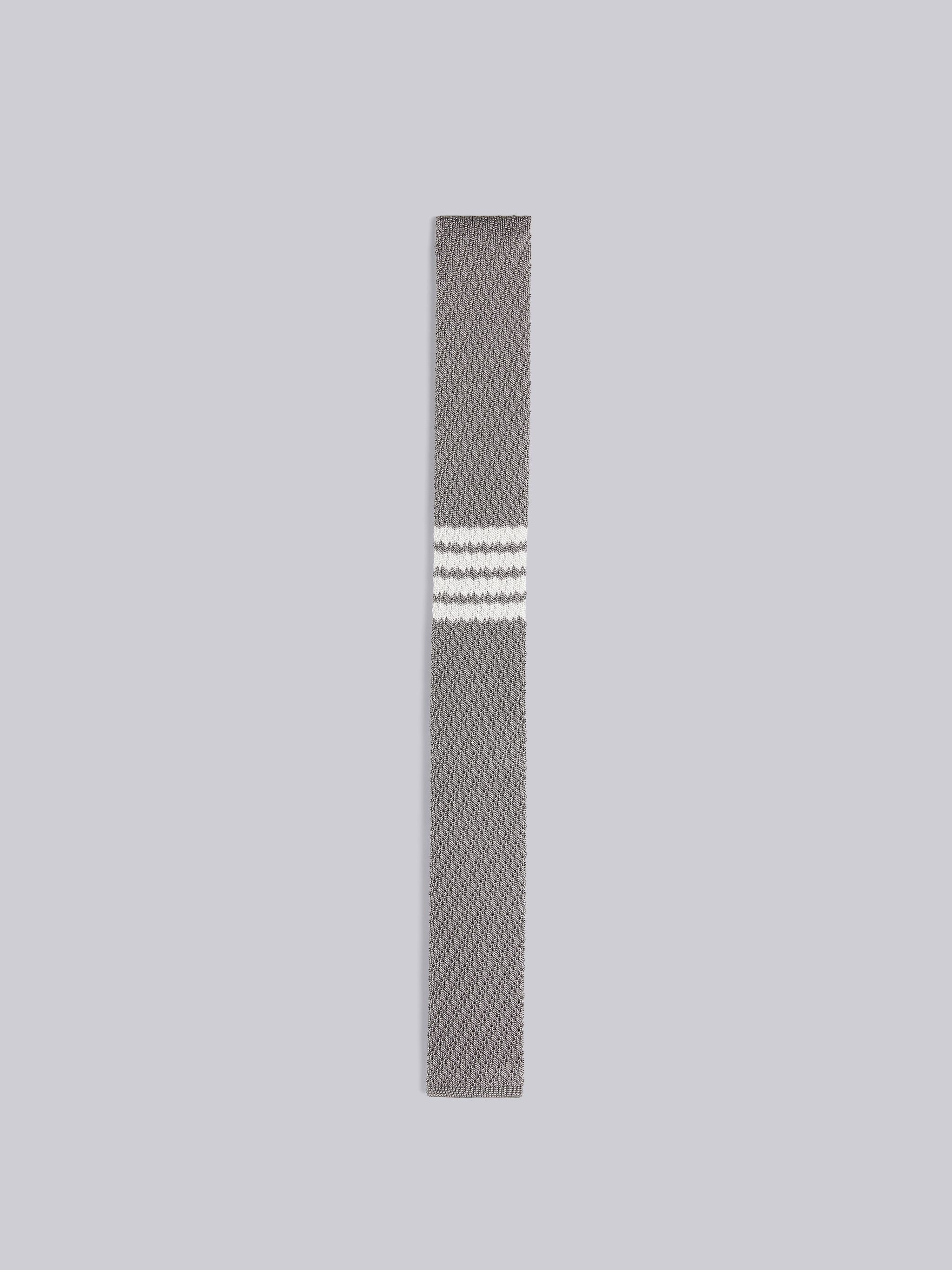 Light Grey Silk Knit 4-Bar Tie - 1