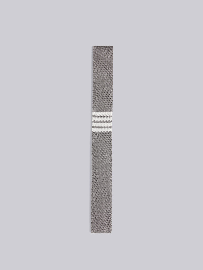 Light Grey Silk Knit 4-Bar Tie 1