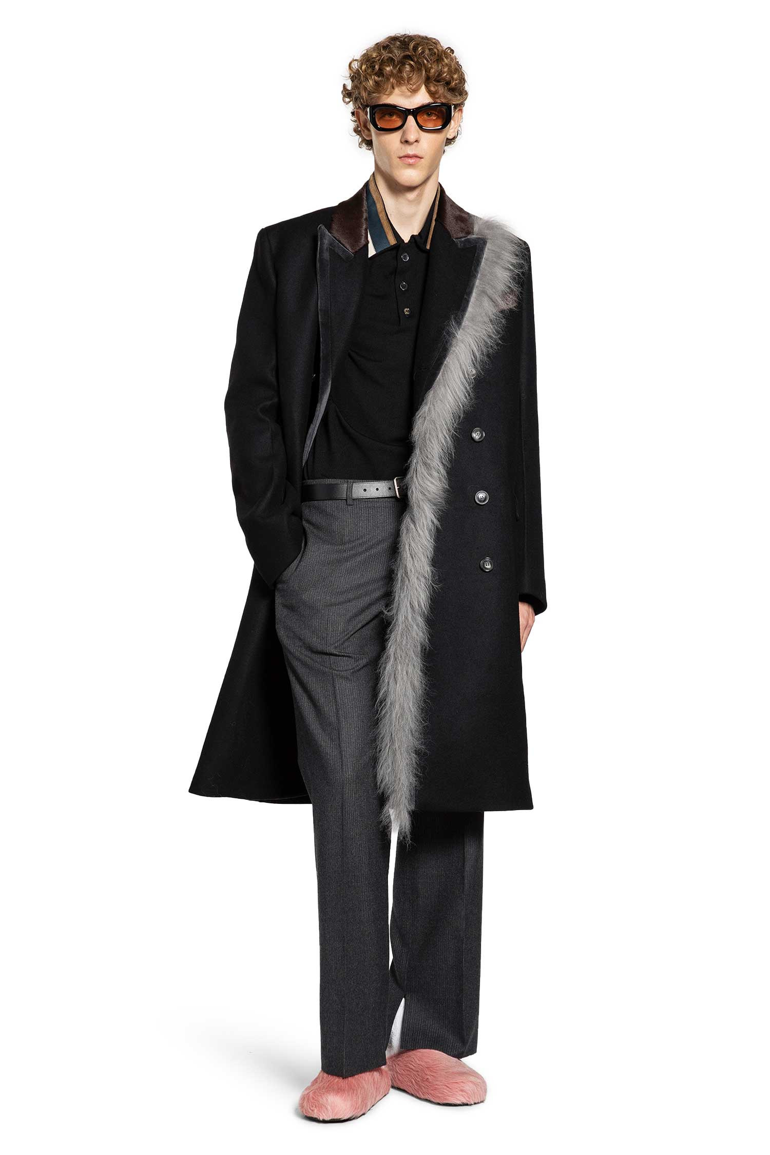 Wool Cashmere Polo With Suede Collar - 5