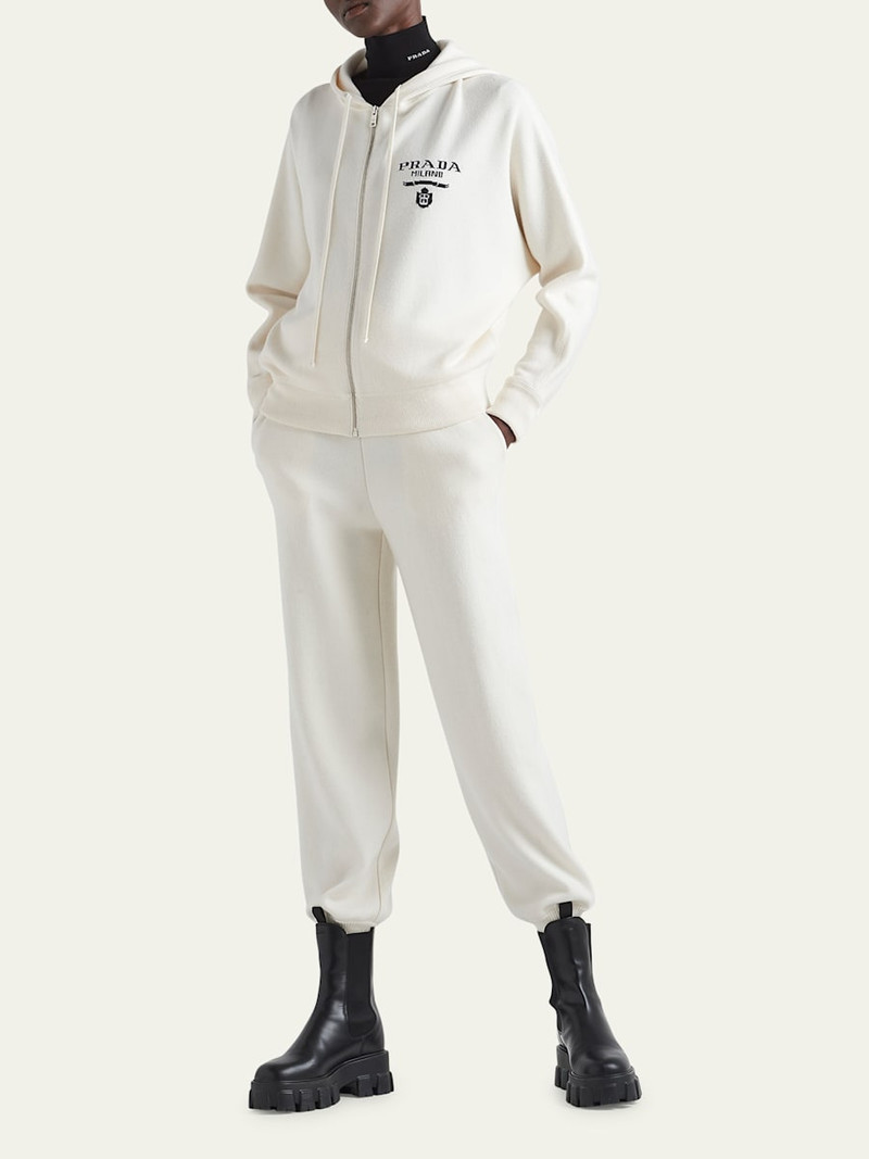 Prada Cashmere Jogger Pants with Logo Detail outlook