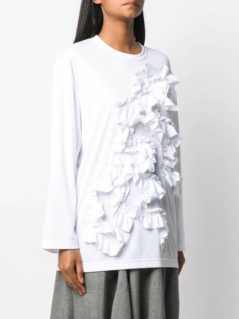 ruffled long-sleeved T-shirt - 3