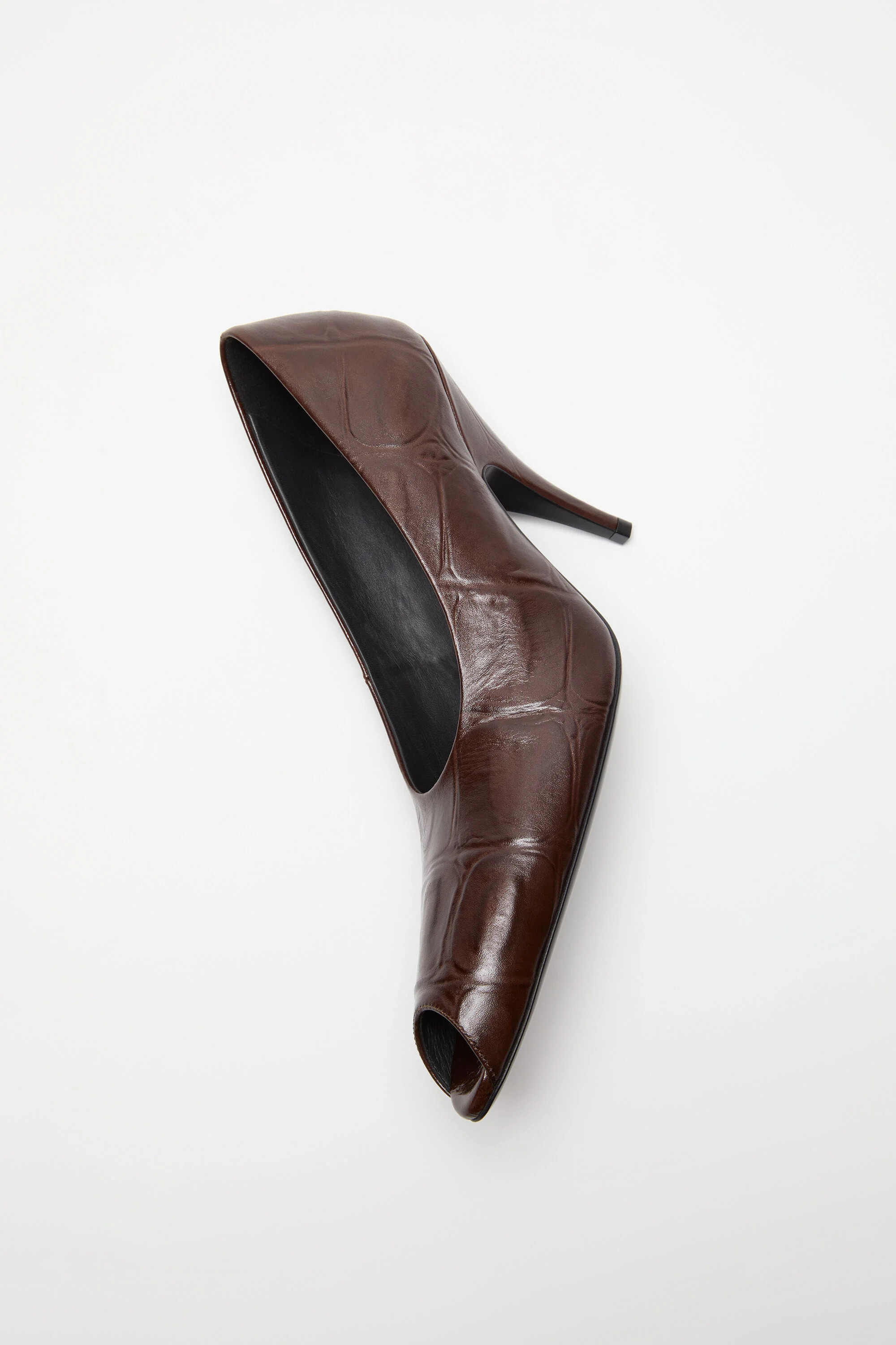 Leather open toe heels - Chocolate brown - 6