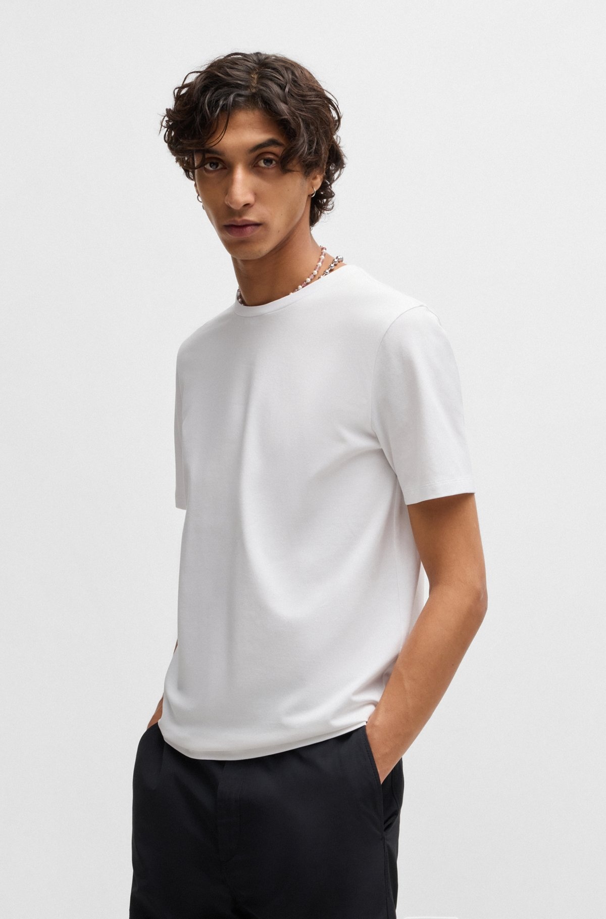 SLIM-FIT T-SHIRT IN MERCERIZED STRETCH-COTTON PIQUÉ - 2