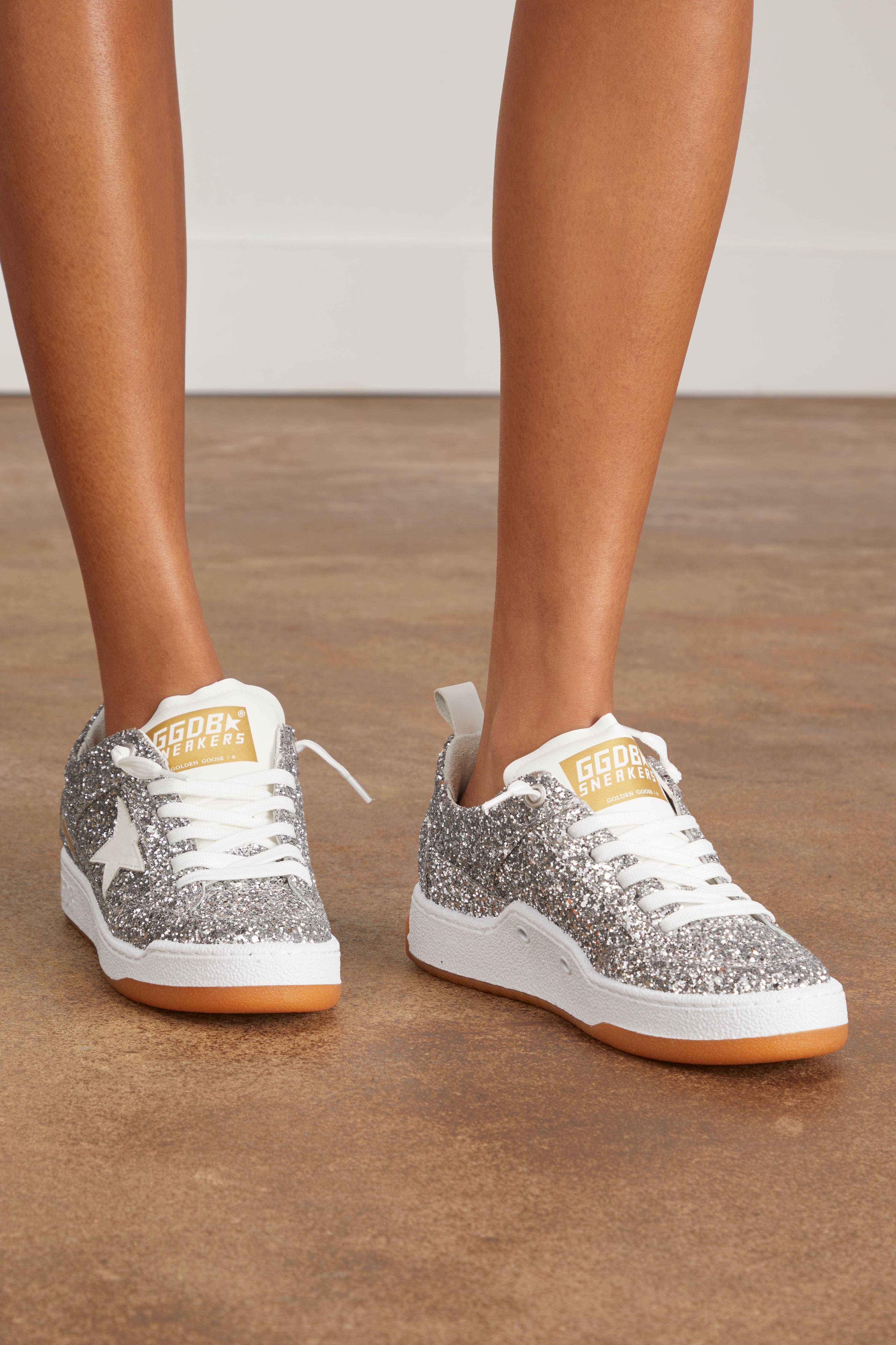 Yeah Glitter Sneaker in Silver/White - 2