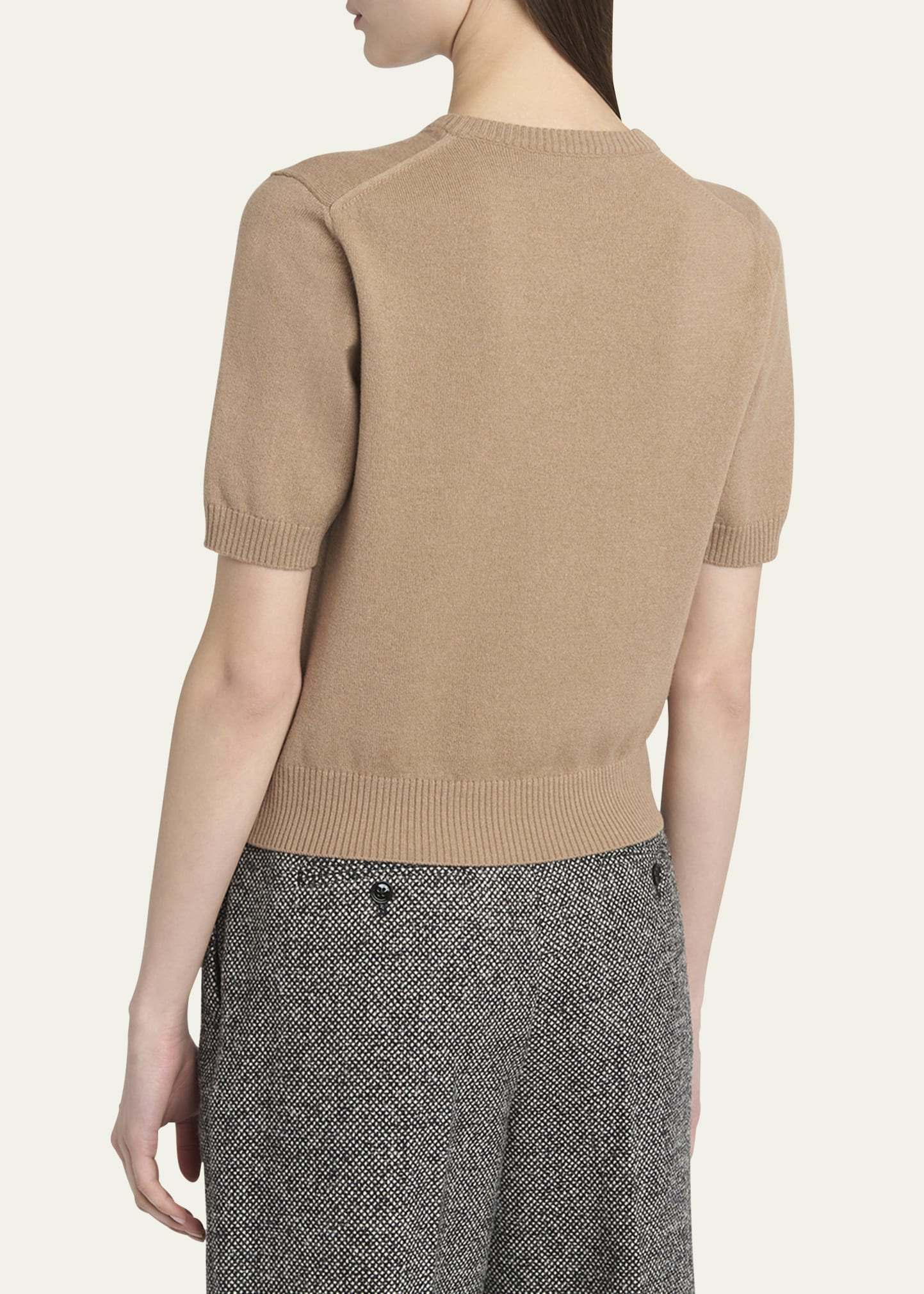Short-Sleeve Cashmere Crewneck Sweater - 3