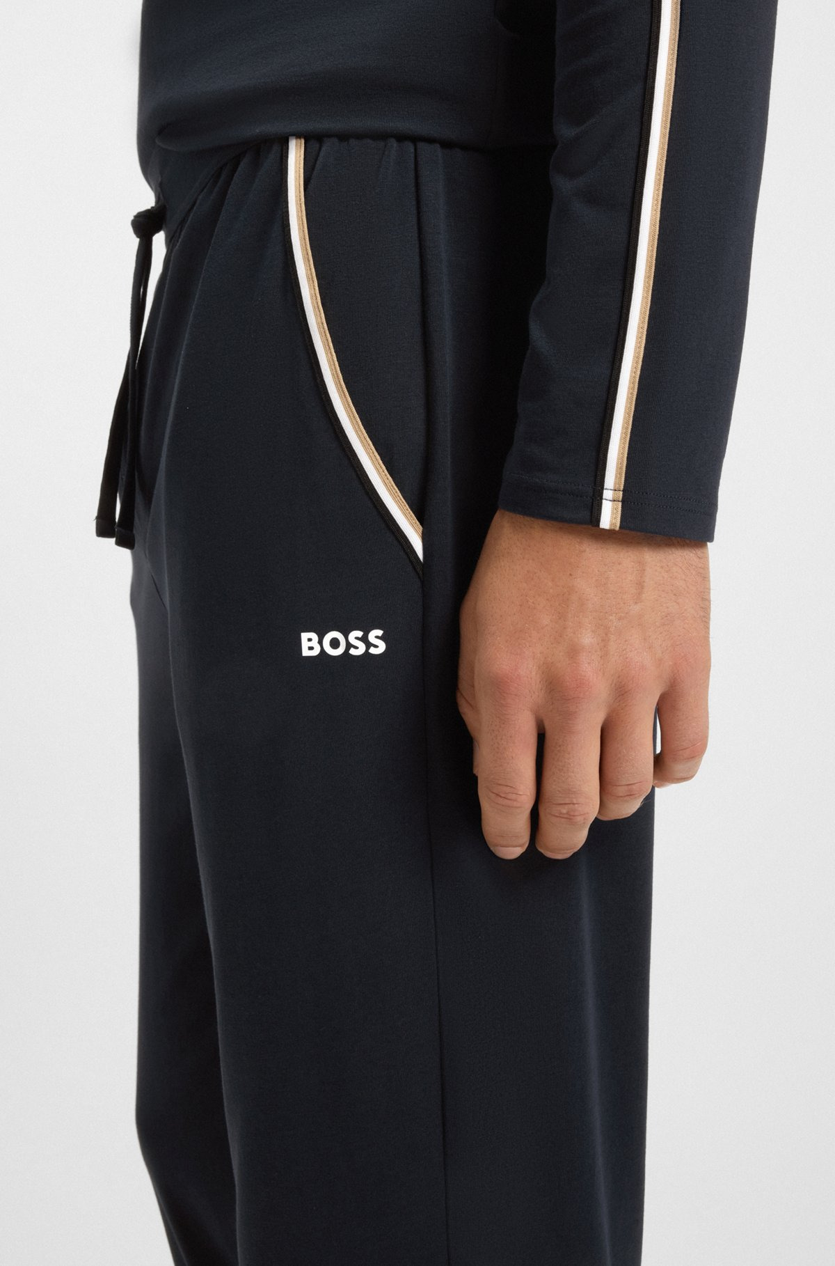 PAJAMA BOTTOMS IN STRETCH COTTON WITH TAPE TRIMS - 5
