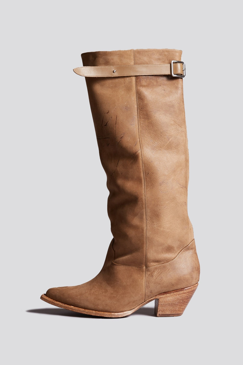 SLOUCH COWBOY BOOT - LIGHT BROWN (HORSE HIDE) - R13 2
