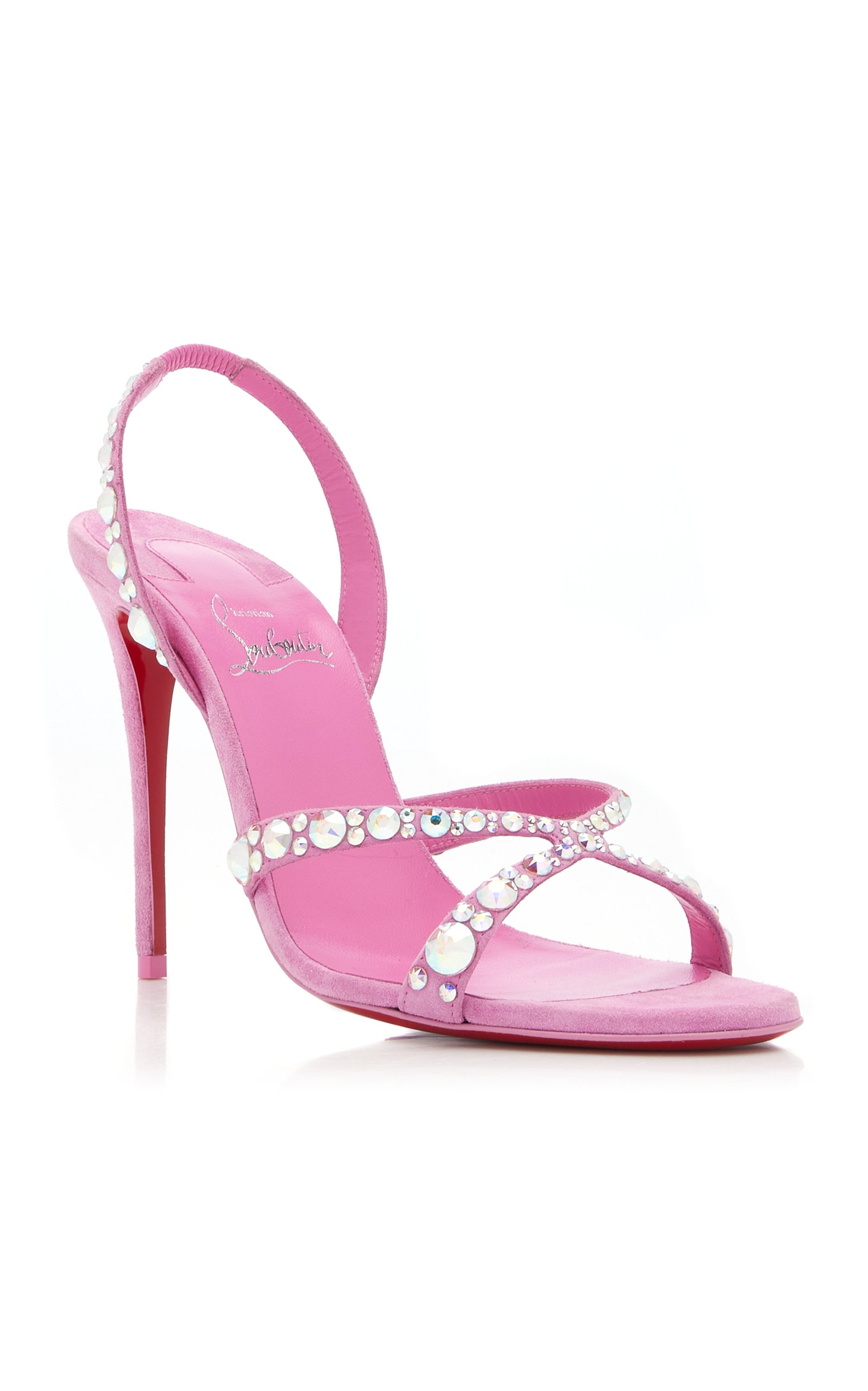Emilie 100mm Embellished Suede Sandals pink - 8