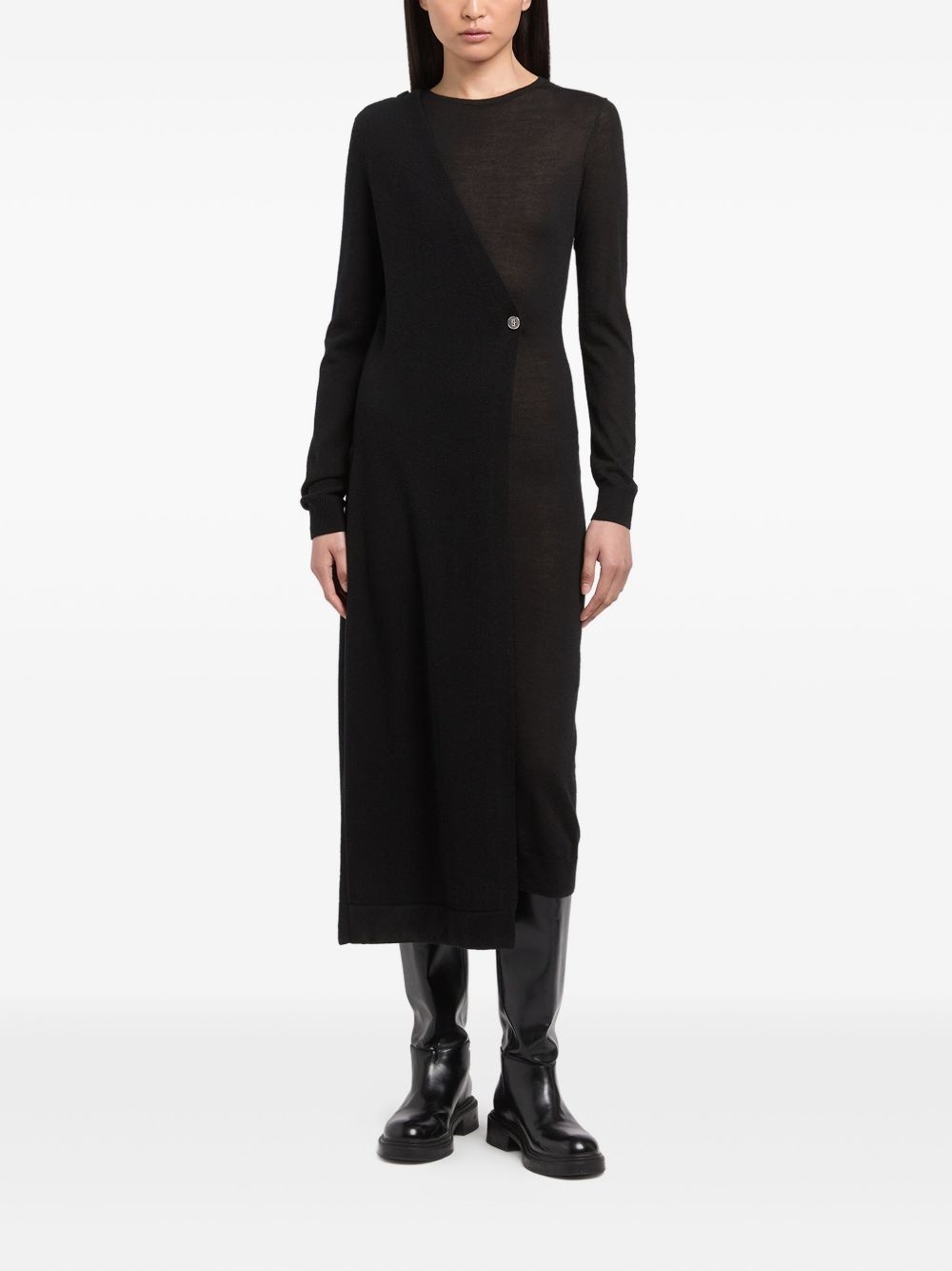 asymmetrical buttoned midi dress - 2