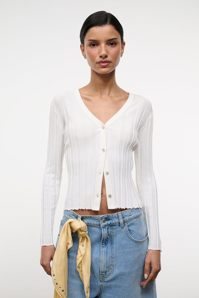 STAUD EZRA CARDIGAN IVORY 5