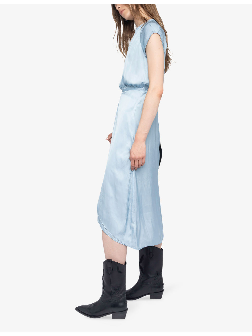 Randall V-neck raglan-sleeve satin midi dress - 4