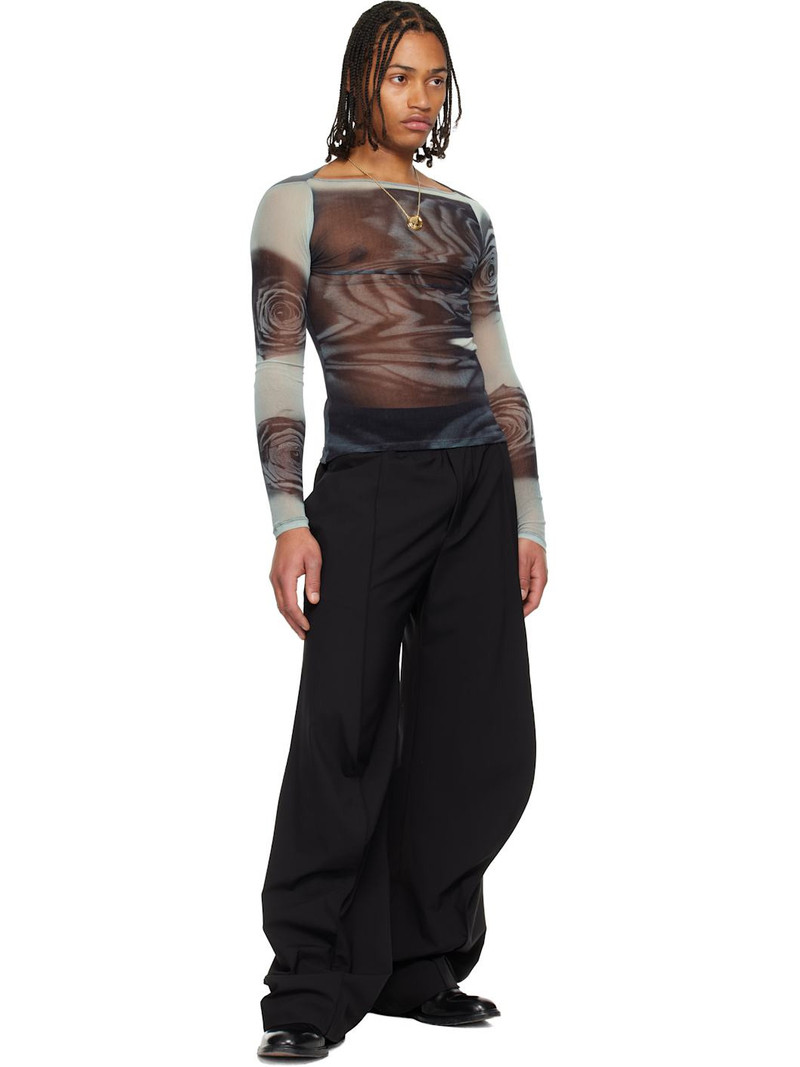 Jean Paul Gaultier Blue & Gray 'The Gray Blurry Roses' Top outlook